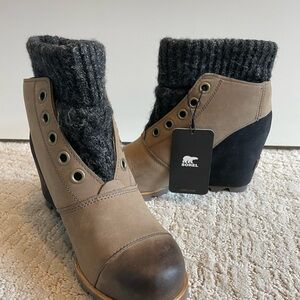 Sorel wedge, waterproof, sweater boots. Brand new!